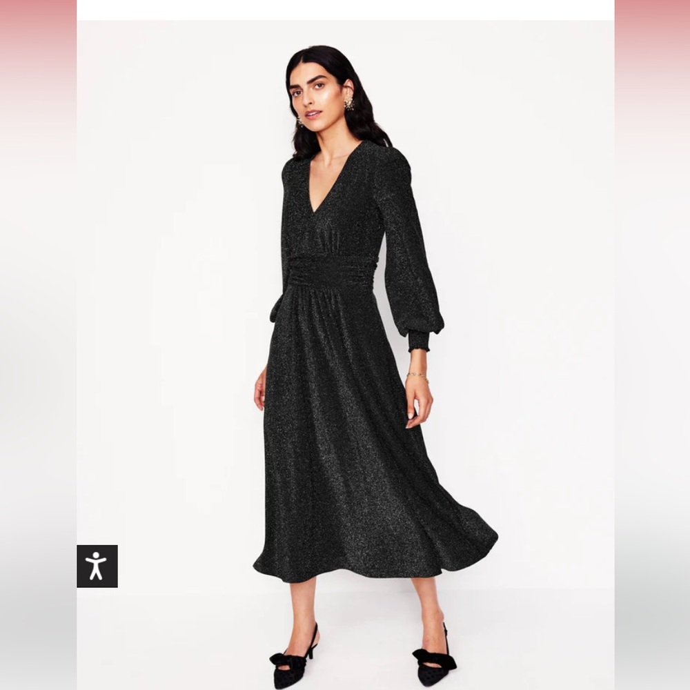 Daphne Black Metallic Midi Dress